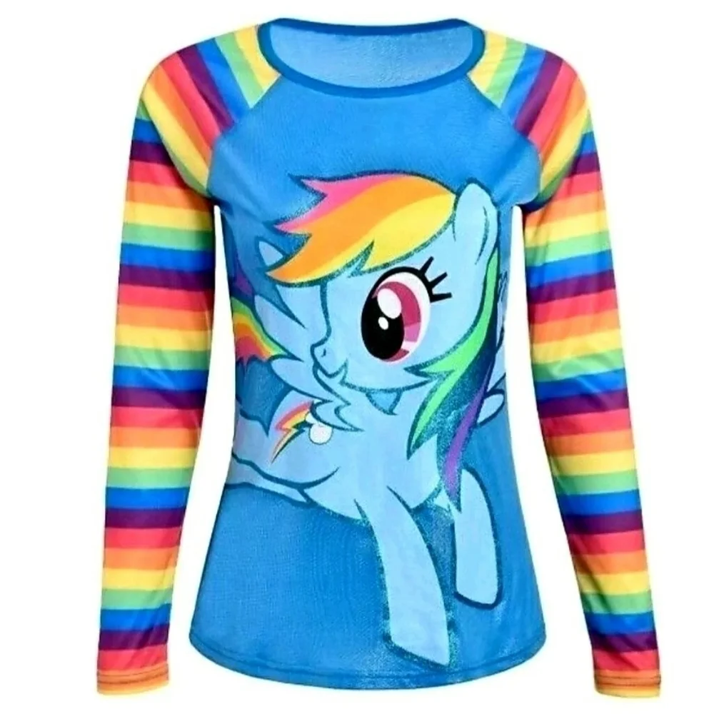 NWT My Little Pony Rainbow Dash Long Sleeve Top Glitter Halloween Costume Girl's